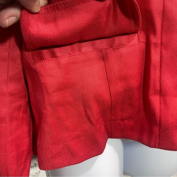 CAbi Valentine Linen Blend Double Placket Button Red Blazer Medium - Picture 7 of 11